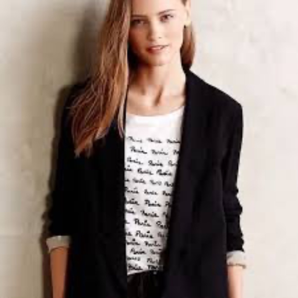 Anthropologie Cartonnier black lined blazer jacket size 6